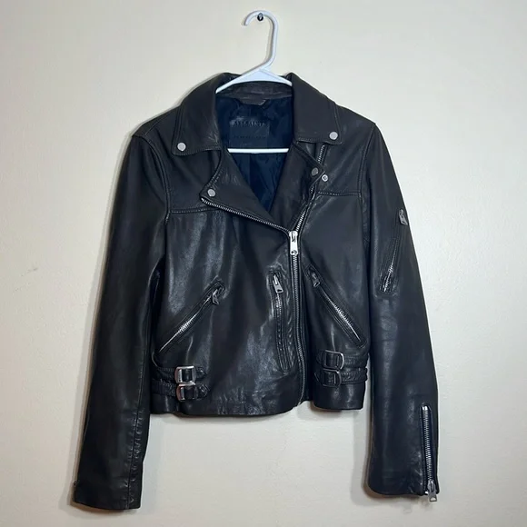 ALLSAINTS Prescott Biker Jacket Khaki Green